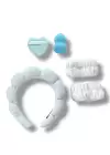 Mavi Renk Spa Taç/ Makyaj Süngeri/ Pudra Süngeri/ Su Emici Havlu Bileklik Set