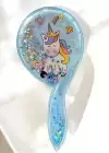 Mavi Renk Unicorn Figürlü Sim Detaylı Saç Tarama Fırçası/ Tarak
