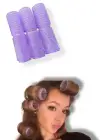 Mor Renk 6 Adet Bigudi Cırtlı/ Yapışkanlı Saç Bigudisi /Orta Boy