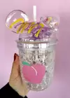 Mor Renk Ayıcık Figürlü Pipetli Suluk