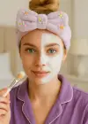 Mor Renk Çiçek Figürlü Peluş Saç Bandı