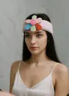 Mor Renk Çiçek Figürlü Peluş Saç Bandı