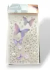 Mor Renk Kelebek Figürlü Taş Detaylı Yüz Taşı/ Yapışkanlı Taşlı Yüz Sticker