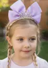 Mor Renk Kurdele Figürlü Örgü Detaylı Çocuk Taç