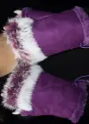 Mor Renk Peluş Detaylı Kesik Eldiven