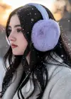 Mor Renk Taş Detaylı Peluş Kulaklık