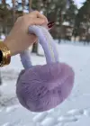 Mor Renk Taş Detaylı Peluş Kulaklık