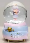 Mor Ve Lila Renk Kız Figürlü Müzikli Ve Işıklı Kar Küresi