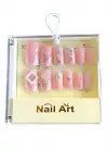 Pembe Renk 12li Taş Detaylı Takma Tırnak Set (Yapıştırıcılı)