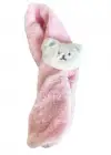 Pembe Renk Ayıcık Figürlü Çocuk Peluş Atkı