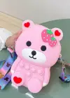 Pembe Renk Ayıcık Figürlü Çocuk Pop-İt Çanta