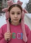 Pembe Renk Ayıcık Figürlü Kulakları Oynayan Peluş Kulaklık