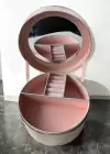Pembe Renk Ayna Detaylı 2 Bölmeli Takı Organizeri