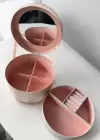 Pembe Renk Ayna Detaylı 2 Bölmeli Takı Organizeri