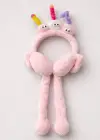 Pembe Renk Canavar Figürlü Kulakları Oynayan Peluş Kulaklık