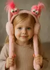 Pembe Renk Canavar Figürlü Kulakları Oynayan Peluş Kulaklık