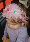Pembe Renk Çiçek Figürlü Çocuk/ Bebek Saç Bandı