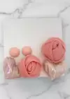 Pembe Renk Çiçek Figürlü Kalp Detaylı 6lı Küpe Set