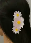 Pembe Renk Çiçek Figürlü Kemik Mandal Toka