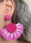 Pembe Renk Çiçek Figürlü Küpe (Çift)