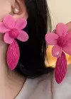 Pembe Renk Çiçek Figürlü Küpe (Çift)