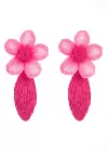 Pembe Renk Çiçek Figürlü Küpe (Çift)