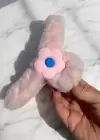 Pembe Renk Çiçek Figürlü Peluş Mandal Toka