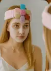 Pembe Renk Çiçek Figürlü Peluş Saç Bandı