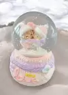 Pembe Renk Çocuk Figürlü Müzikli Ve Işıklı Kar Küresi(Büyük Boy)