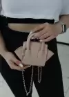 Pembe Renk Deri Kadın Çanta