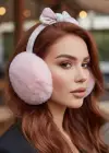 Pembe Renk Ekose Desenli Peluş Kulaklık
