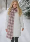 Pembe Renk Ekose Desenli Şal/Atkı