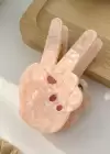 Pembe Renk El Figürlü Kemik Mandal Toka