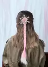 Pembe Renk Elsa Figürlü Örgü Saç Yan Toka
