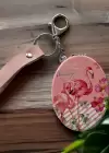 Pembe Renk Flamingo Figürlü Cep Aynası/ Anahtarlık