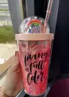 Pembe Renk Gökkuşağı Figürlü Pipetli Işıklı Suluk