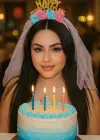 Pembe Renk Happy Birthday Yazılı Çiçek Figürlü Duvak Detaylı Taç