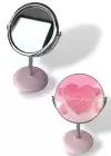 Pembe Renk Happy Love You Day Yazılı Dönebilen Masa Aynası