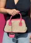 Pembe Renk Hasır Kadın Çanta