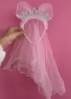 Pembe Renk Hello Baby Yazılı Tül Detaylı Taç