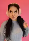 Pembe Renk Kalp Detaylı Peluş Kulaklık