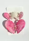 Pembe Renk Kalp Figürlü 3lü Kemik Mandal Toka Set