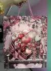 Pembe Renk Kalp Figürlü 3D Görünümlü Karton Çanta
