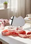 Pembe Renk Kalp Figürlü Aynalı Çekmeceli Takı Organizeri