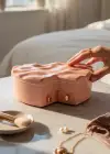 Pembe Renk Kalp Figürlü Aynalı Çekmeceli Takı Organizeri