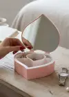 Pembe Renk Kalp Figürlü Aynalı Takı Organizeri