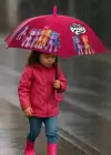 Pembe Renk Karışık Figürlü Kılıflı Çocuk Şemsiye