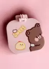 Pembe Renk Karışık Figürlü Tarak / Masa Aynası Set