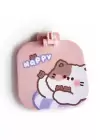 Pembe Renk Karışık Figürlü Tarak / Masa Aynası Set