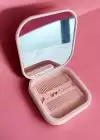 Pembe Renk Karışık Figürlü Tarak / Masa Aynası Set
